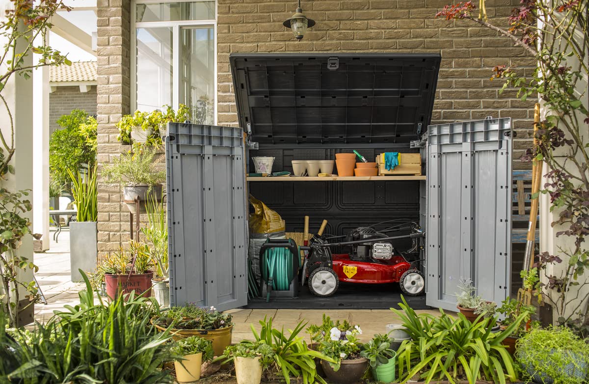 Keter Store It Out Pro Outdoor Garden Furniture Storage Shed Grey- Fade Free - All Weather Resistant - Safe and Secure - Zero Maintenance - 5 year