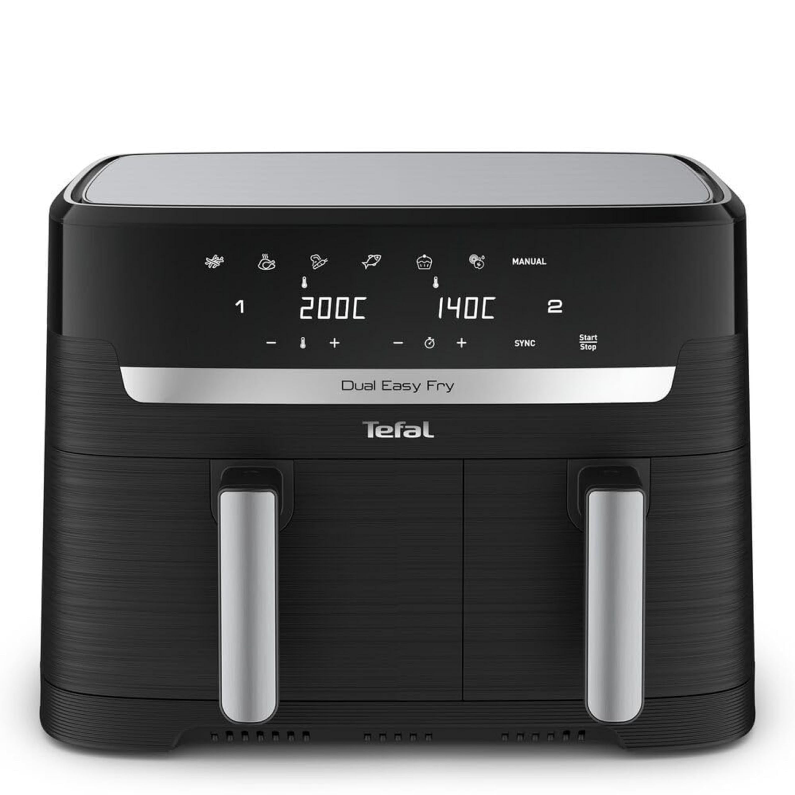 Tefal Easy Fry Dual Zone Digital Air Fryer, 2 Drawers, 8.3L, 8in1, Air Fry, Extra Crisp, Roast, Bake, Reheat, Dehydrate, 6 Portions, Non-Stick,