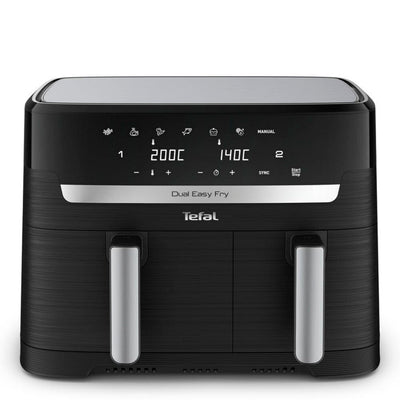 Tefal Easy Fry Dual Zone Digital Air Fryer, 2 Drawers, 8.3L, 8in1, Air Fry, Extra Crisp, Roast, Bake, Reheat, Dehydrate, 6 Portions, Non-Stick,