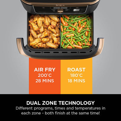 Ninja Foodi FlexDrawer Air Fryer, Dual Zone with Removable Divider, Large 10.4L Drawer, 7-in-1, Air-Fryer, Air Fry, Roast, Bake, Crisp, Non-Stick