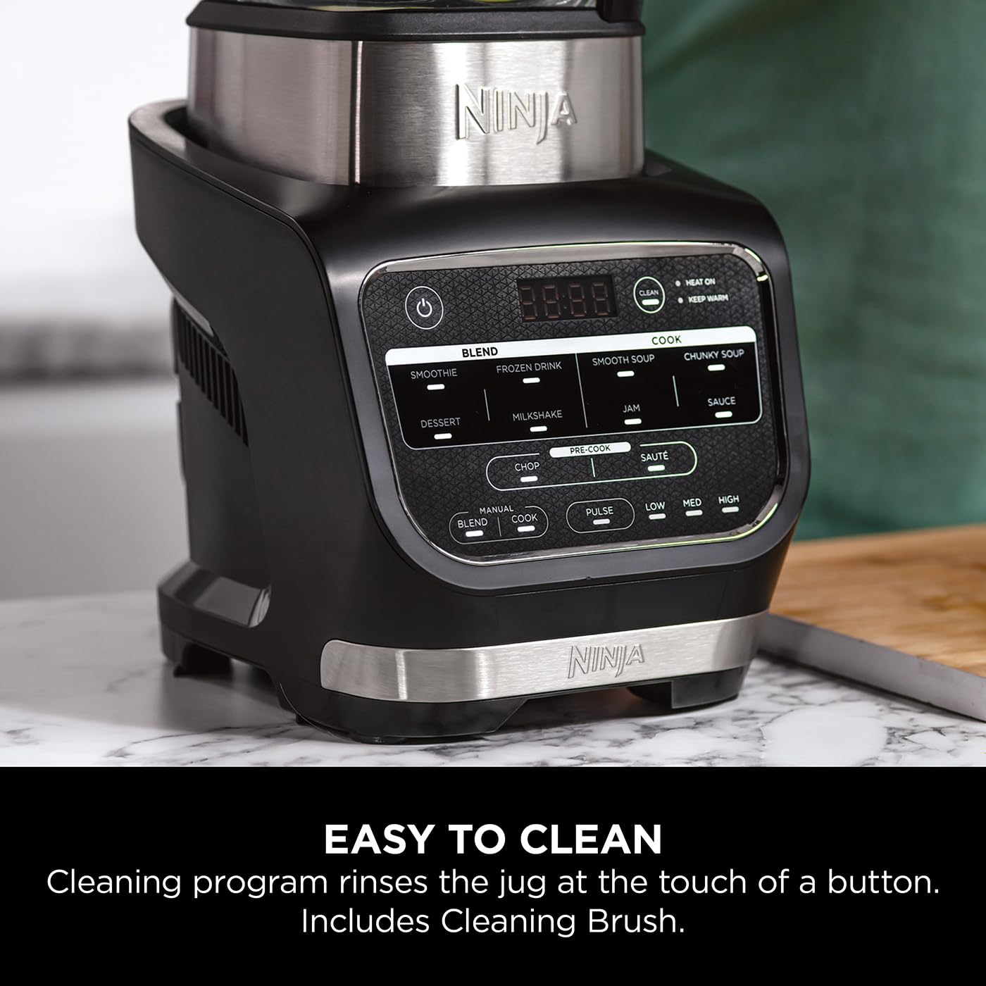 Ninja Foodi Blender & Soup Maker, 10 Auto-iQ Programs, 1.7L Glass Jug, Hot & Cold Blender, Built-In Heating Element, Tamper, Cleaning Program &