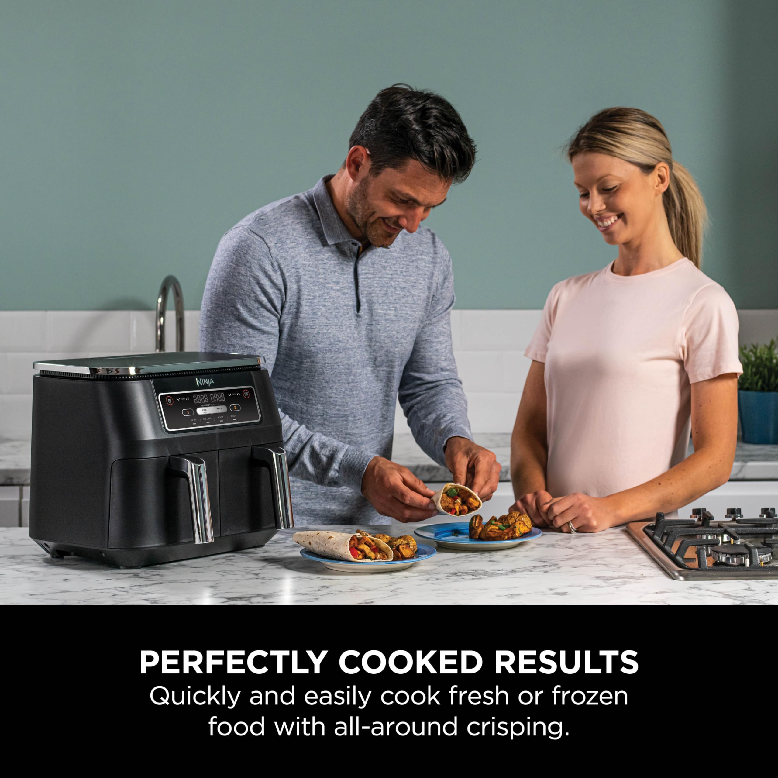 Ninja Foodi Dual Zone Digital Air Fryer, 2 Drawers, 7.6L, 4-in-1, Uses No Oil, Air Fry, Max Crisp, Roast, Reheat, Non-Stick, Dishwasher Safe Baskets