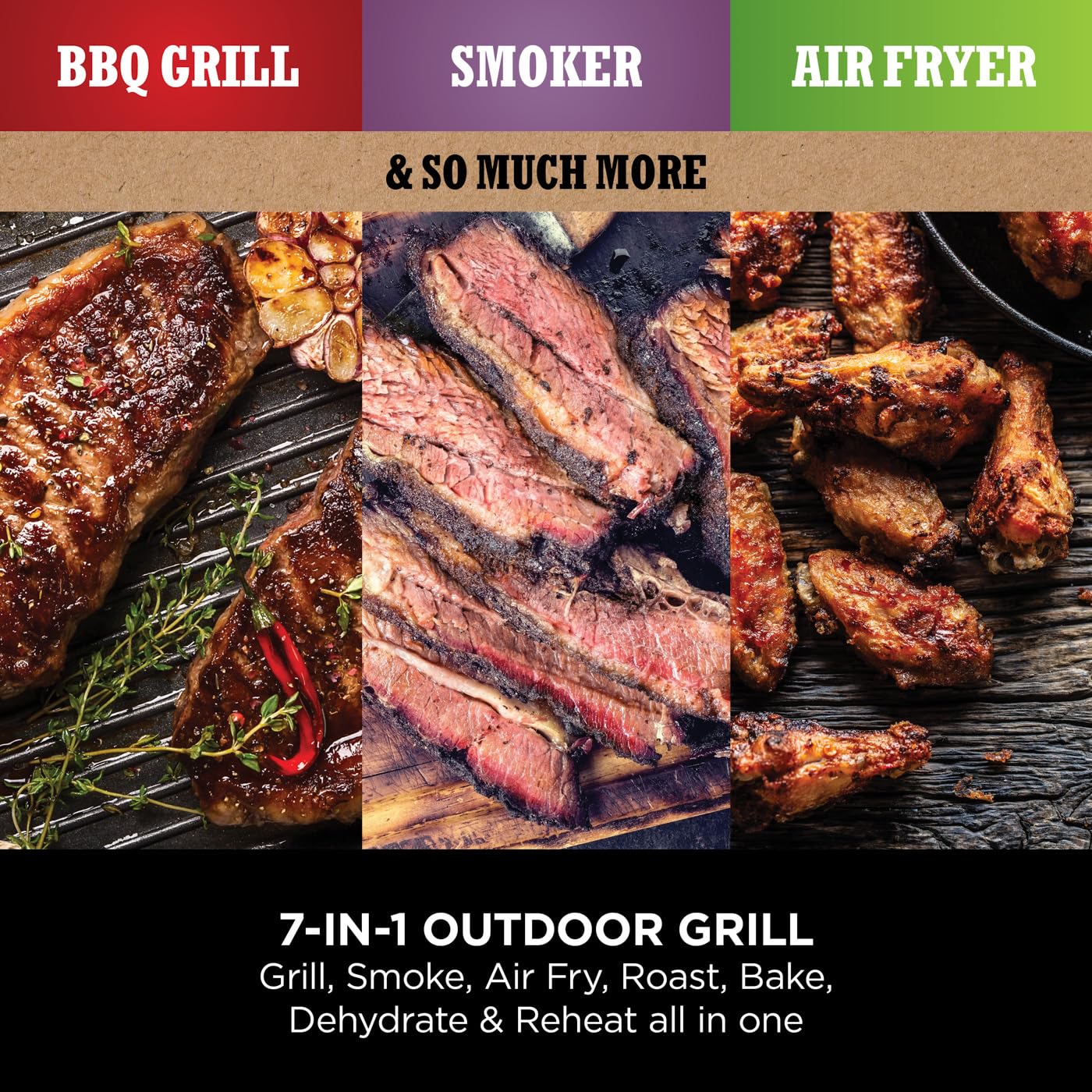 Ninja Woodfire Electric BBQ Grill & Smoker, 7-in-1 Outdoor Grill & Air Fryer, Roast, Bake, Dehydrate, Uses Woodfire Pellets, Weather Resistant,