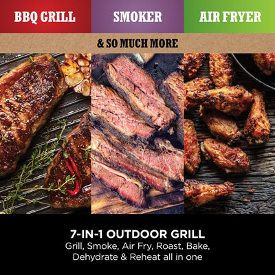 Ninja Woodfire Electric BBQ Grill & Smoker, 7-in-1 Outdoor Grill & Air Fryer, Roast, Bake, Dehydrate, Uses Woodfire Pellets, Weather Resistant,