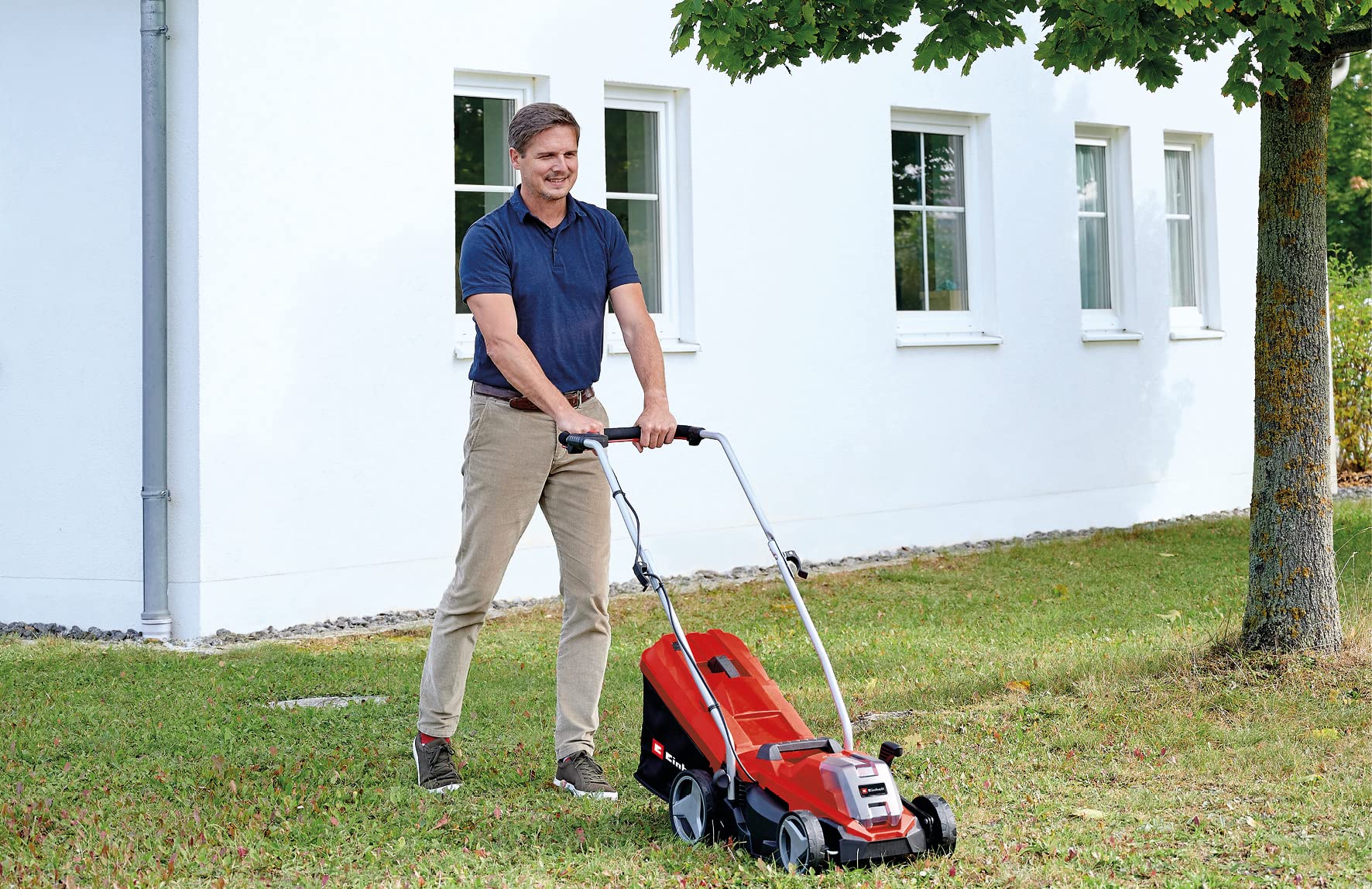 Einhell Power X-Change 18/33 Cordless Lawnmower With Battery and Charger - 18V, Brushless Motor, 33cm Cutting Width, 30L Grass Box, 5 Cutting Heights