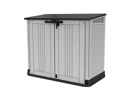Keter Store It Out Nova Outdoor Garden Furniture Storage Shed Light Grey with Dark Grey Lid - Fade Free - All Weather Resistant - Safe and Secure -