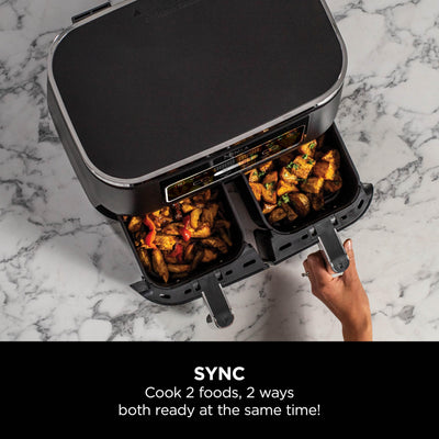 Ninja Foodi Dual Zone Digital Air Fryer, 2 Drawers, 7.6L, 4-in-1, Uses No Oil, Air Fry, Max Crisp, Roast, Reheat, Non-Stick, Dishwasher Safe Baskets