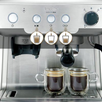Breville Barista Max Espresso Machine - Latte & Cappuccino Coffee Maker with Integrated Bean Grinder & Steam Wand - 2.8 L Water Tank - 15 Bar Italian