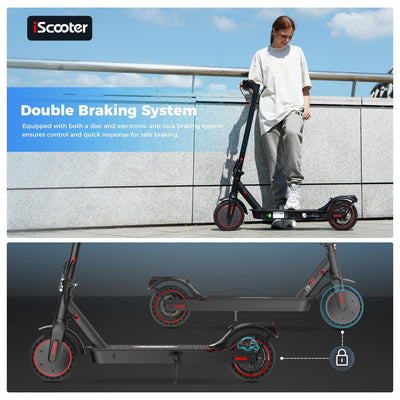 iScooter Electric Scooter, i9 Electric Scooters Adult, 8.5”Solid Tires, 30km Range, 3 Speed Mode, Foldable Electric Scooters with APP, Double Braking