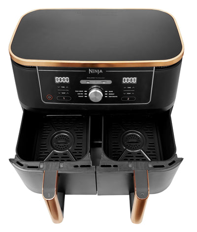 Ninja Foodi MAX Dual Zone Air Fryer, Tongs, 2 Drawers, 9.5L, 6-in-1, Use No Oil, Air Fry, Max Crisp, Roast, Bake, 8 Portions, Nonstick Dishwasher