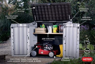 Keter Store-It-Out Prime 4.3 x 3.7 ft. Outdoor Resin Storage Shed with Easy Lift Hinges, Perfect for Yard Tools, Pool Toys and Garden Accessories,