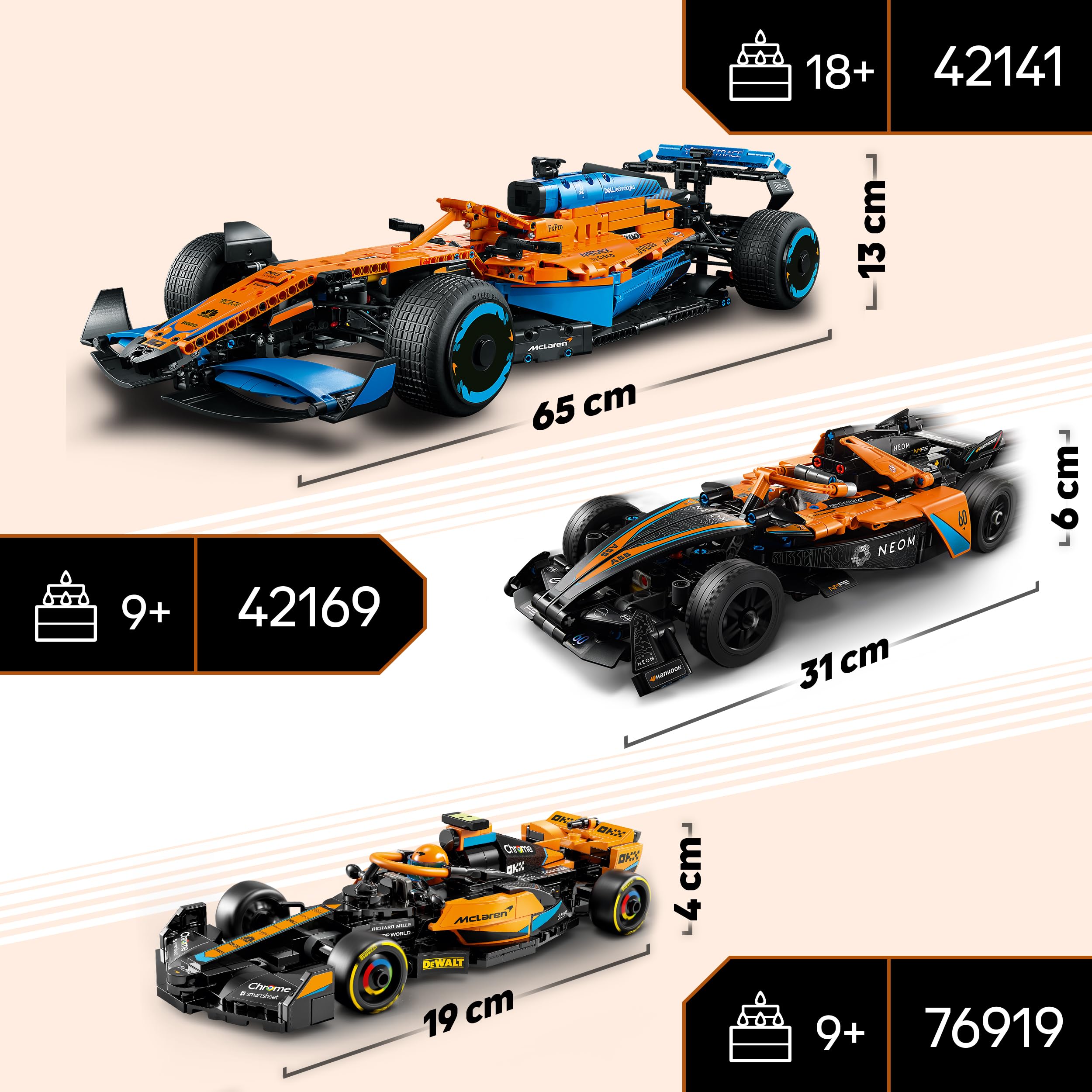 LEGO 42141 Technic McLaren Formula 1 2022 Replica Race Car Model Building Kit, F1 Motor Sport Set Collectible Home Decor