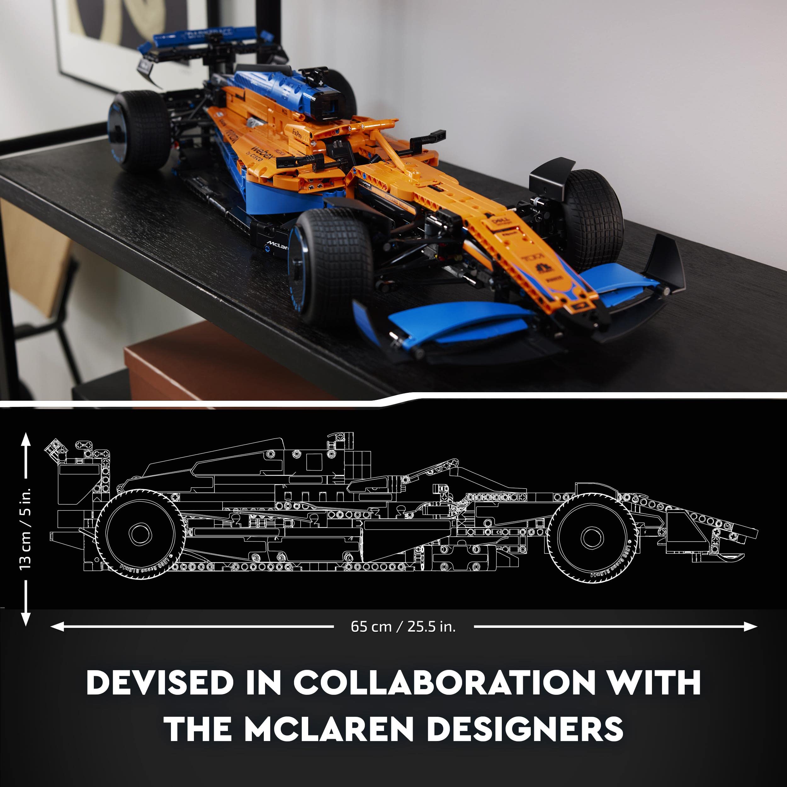 LEGO 42141 Technic McLaren Formula 1 2022 Replica Race Car Model Building Kit, F1 Motor Sport Set Collectible Home Decor