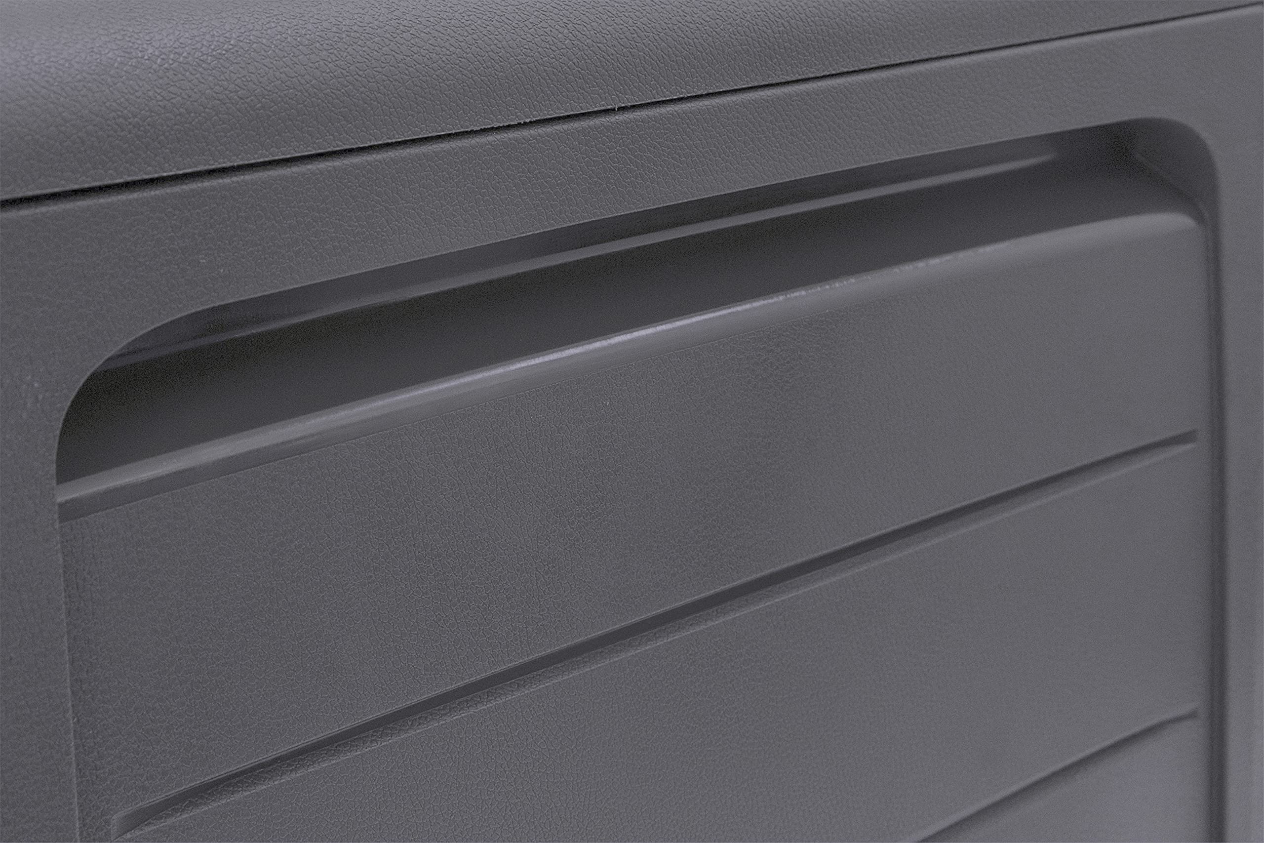 Keter Marvel+ 270L Outdoor 65% recycled Garden Furniture Storage Box Graphite Wood Panel Effect - Fade Free - All Weather Resistant - Safe and Secure