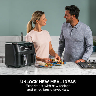 Ninja Foodi Dual Zone Digital Air Fryer, 2 Drawers, 7.6L, 4-in-1, Uses No Oil, Air Fry, Max Crisp, Roast, Reheat, Non-Stick, Dishwasher Safe Baskets