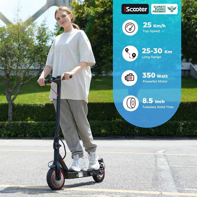 iScooter Electric Scooter, i9 Electric Scooters Adult, 8.5”Solid Tires, 30km Range, 3 Speed Mode, Foldable Electric Scooters with APP, Double Braking