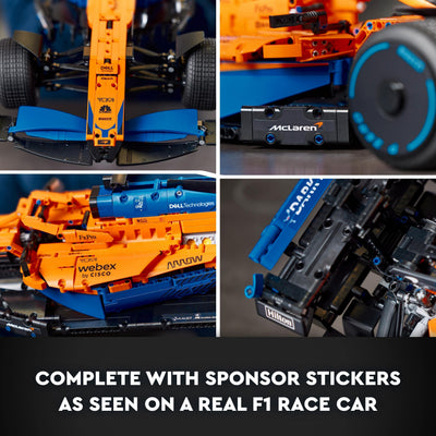 LEGO 42141 Technic McLaren Formula 1 2022 Replica Race Car Model Building Kit, F1 Motor Sport Set Collectible Home Decor