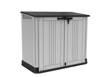 Keter Store It Out Nova Outdoor Garden Furniture Storage Shed Light Grey with Dark Grey Lid - Fade Free - All Weather Resistant - Safe and Secure -