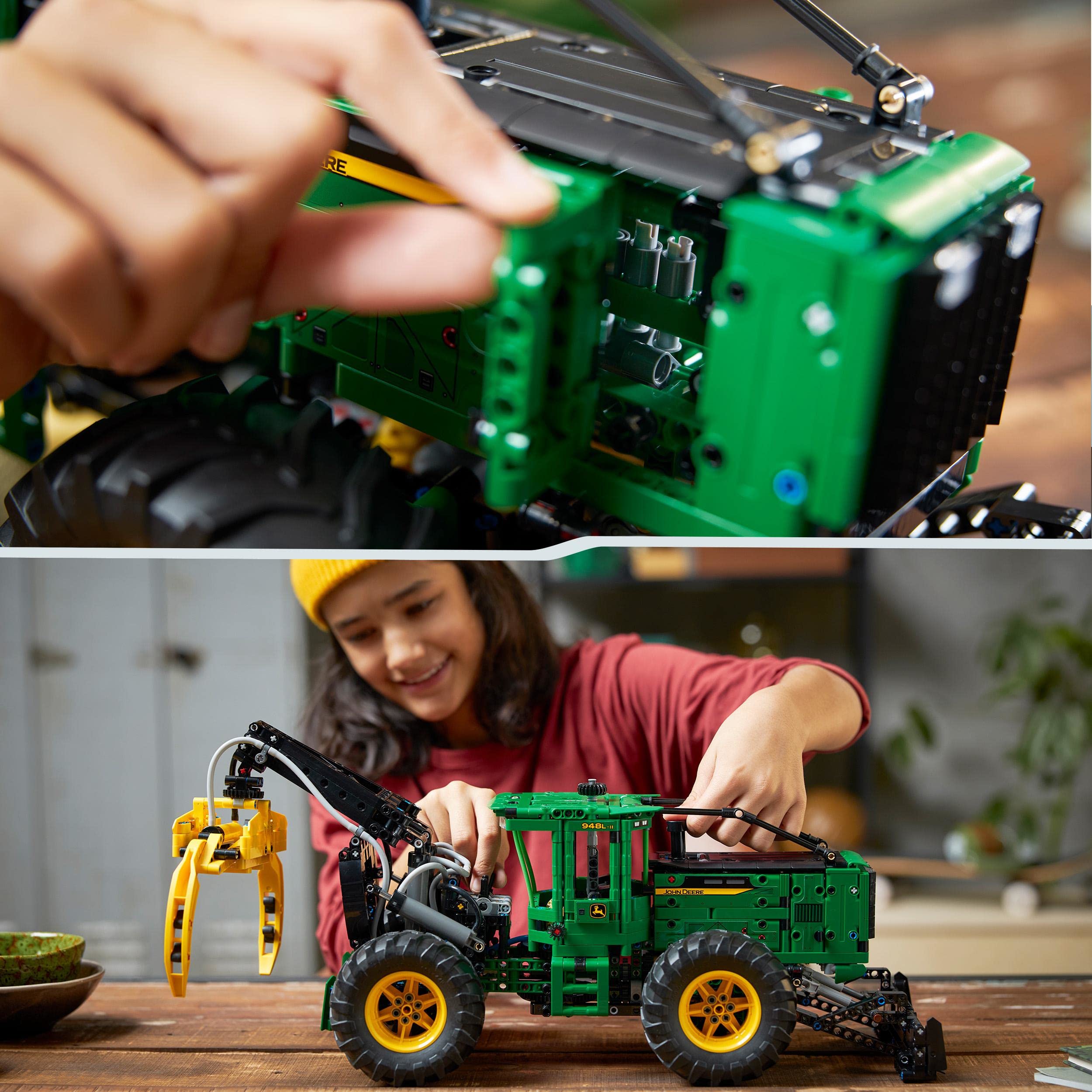 LEGO Technic John Deere 948L-II Skidder Set, Large 1,492-Piece Construction Vehicle Toy with Pneumatic Functions and 4 Wheel Drive, Model Building