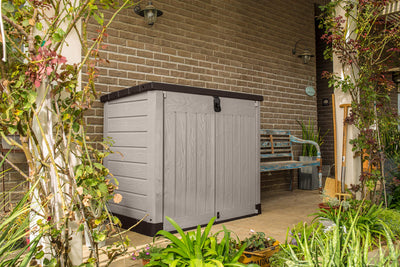 Keter Store It Out Pro Outdoor Garden Furniture Storage Shed Beige with Brown Lid Fade Free All Weather Resistant Safe and Secure Zero Maintenance 5