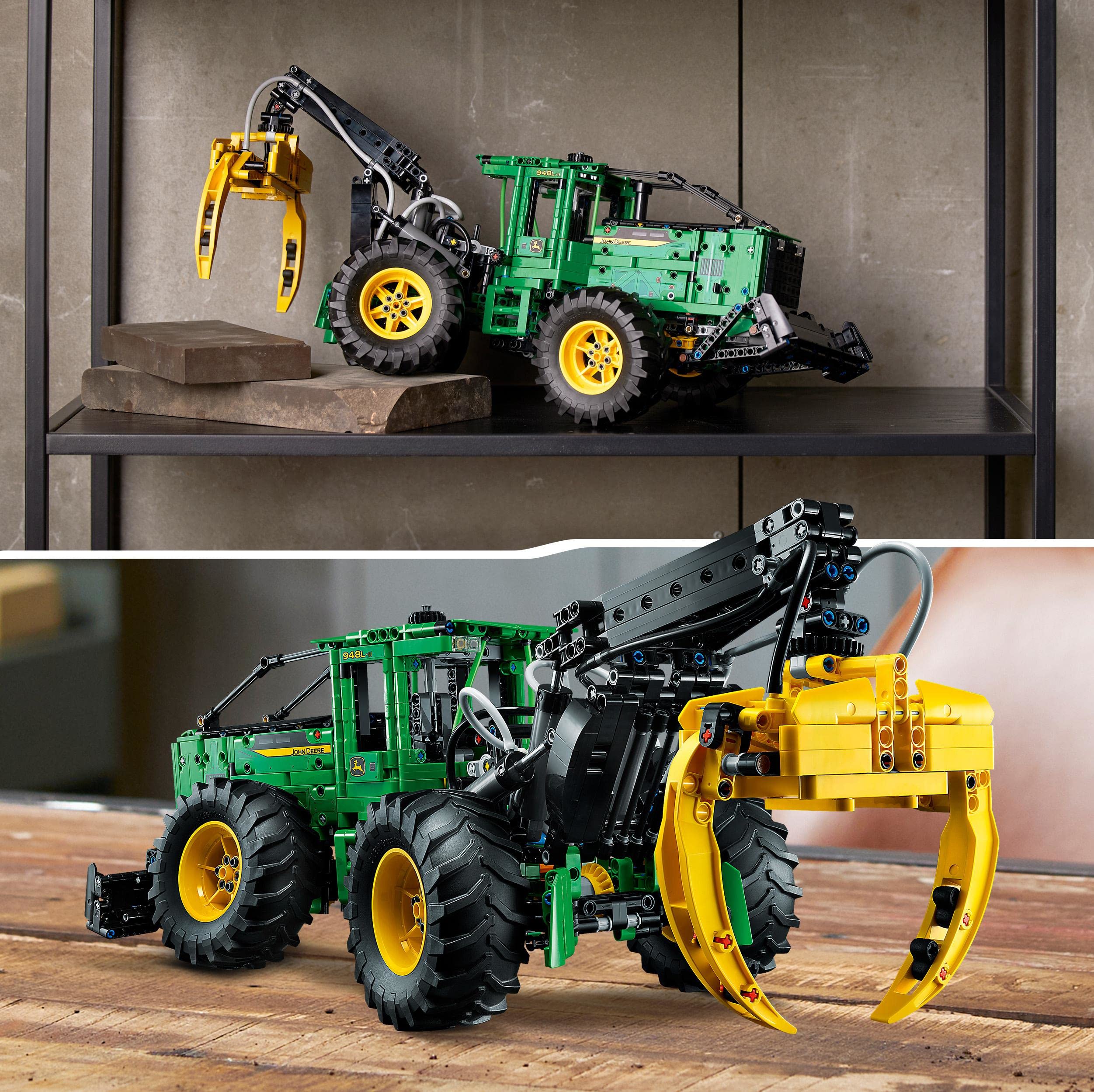 LEGO Technic John Deere 948L-II Skidder Set, Large 1,492-Piece Construction Vehicle Toy with Pneumatic Functions and 4 Wheel Drive, Model Building