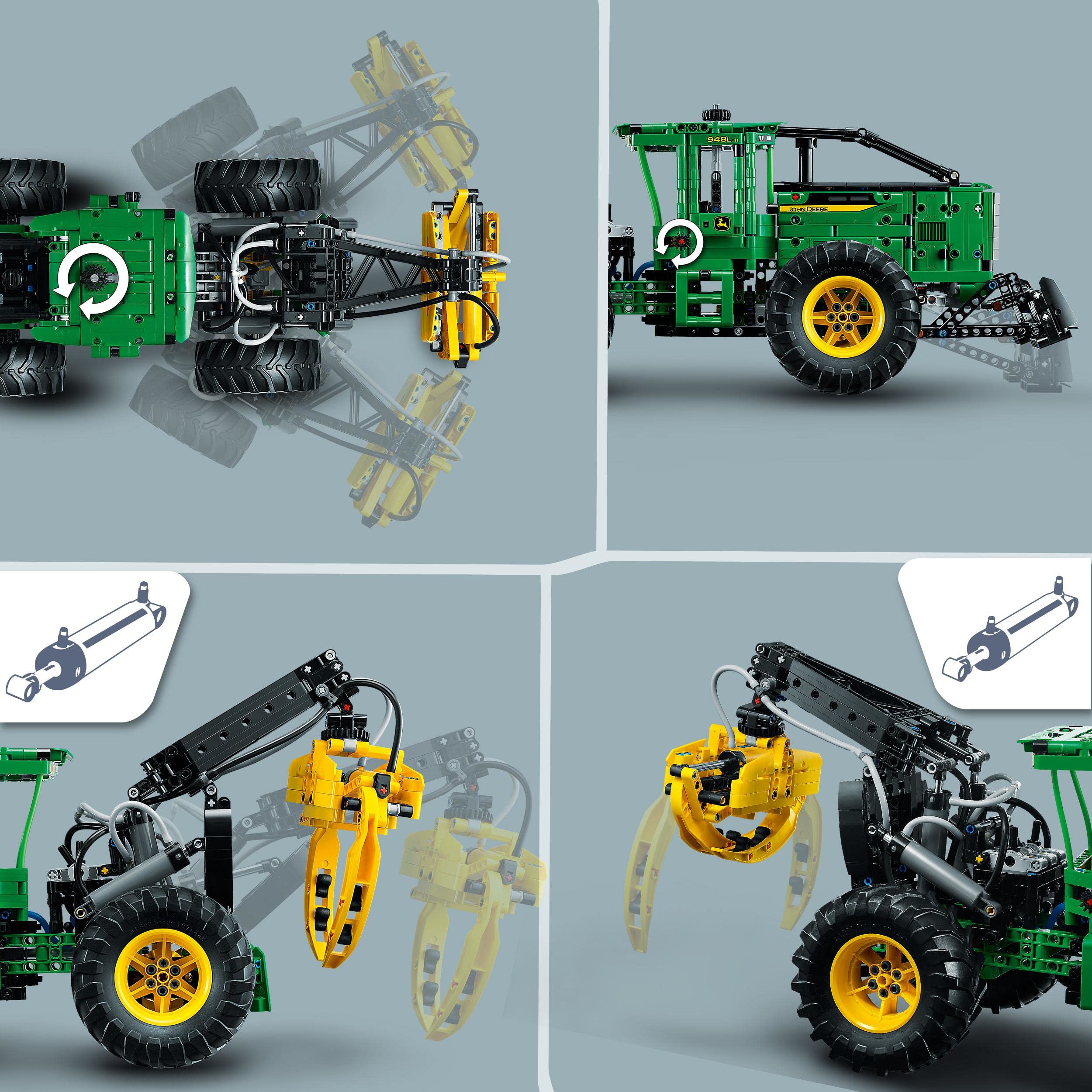 LEGO Technic John Deere 948L-II Skidder Set, Large 1,492-Piece Construction Vehicle Toy with Pneumatic Functions and 4 Wheel Drive, Model Building